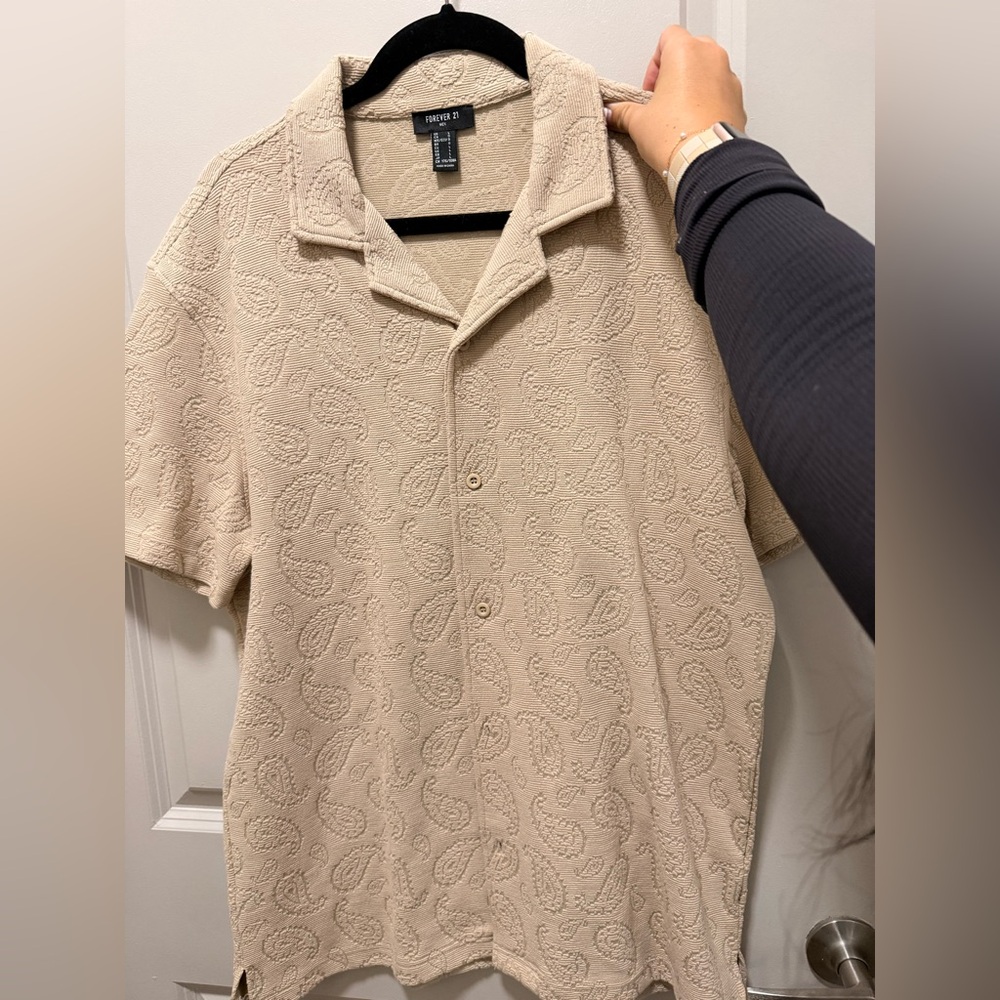 Beige Textured Men's Shirt